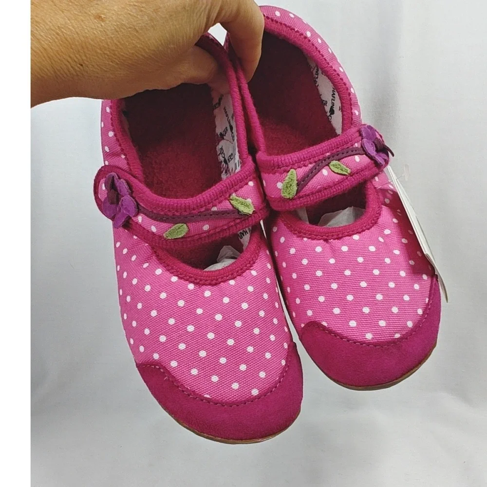 Haflinger Everest Veilchen Slipper House Shoes Pink Polka Dot Mary Jane Size 35